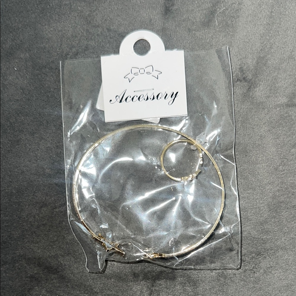 Adjustable Gold Star Bangle and Ring Set - Picture 2 of 2